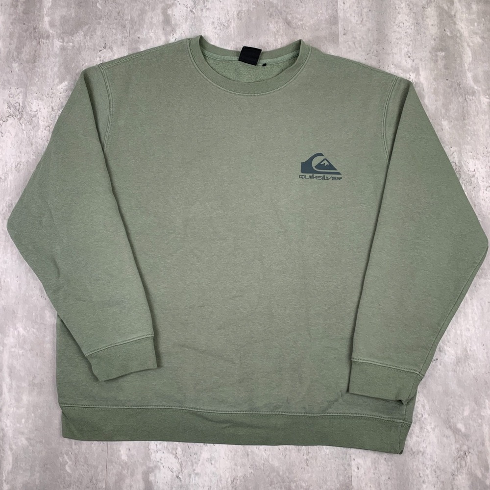 Quiksilver Sweatshirt Mens XL Green Logo Graphic Long‎ Sleeve Skate Surf VTG